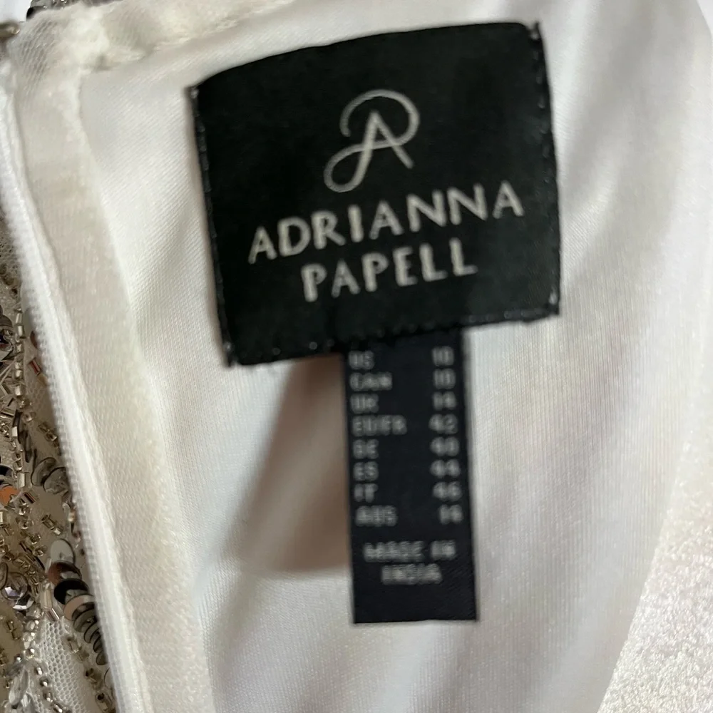 Adrianna Papell, White and Silver Dress, Women, Size 10 - Picture 7 of 12